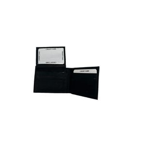 Men's Black Genuine Leather Bifold Wallet with removable ID window